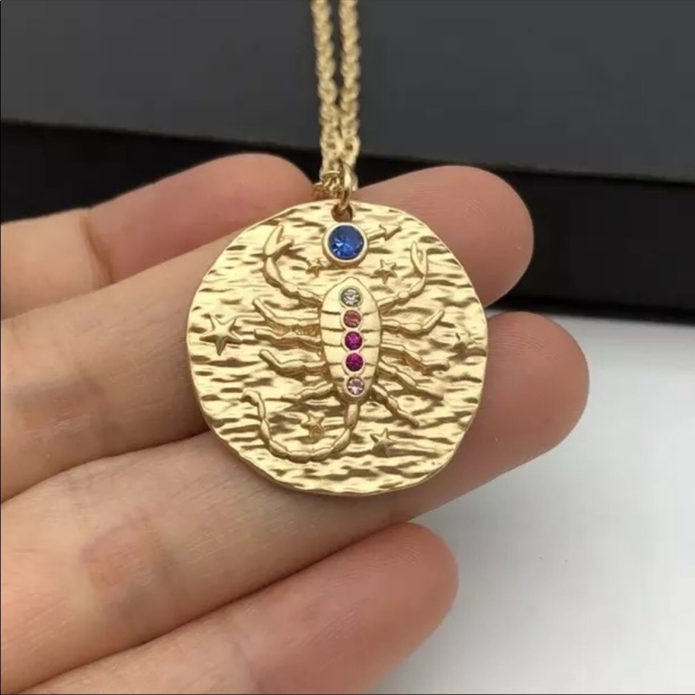 Crystal Zodiac Coin Necklace